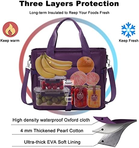 Weitars Lunch Bag for Women Work,Insulated Lunch Box Lunch Tote Bag Work