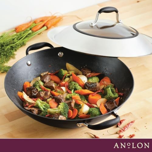 Anolon Advanced Home Hard-Anodized Nonstick Wok with Lid, 14-Inch, Onyx
