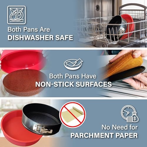 Spring Form Pan for Cheesecake, 9 Inch with Leakproof Silicone Sleeve