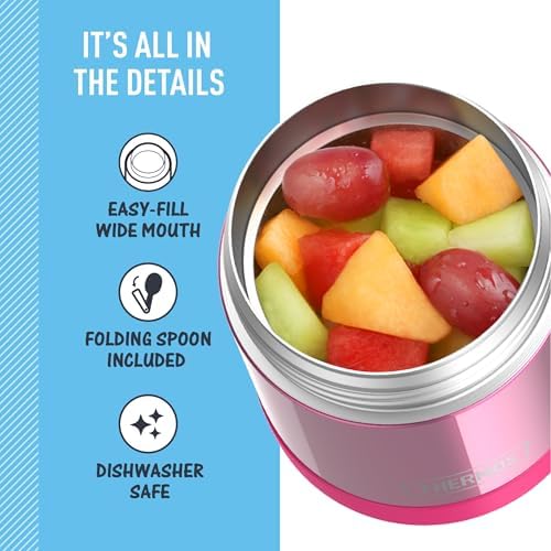 THERMOS FUNTAINER Kids Food Jar with Spoon, 10oz, Pink