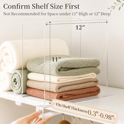 SortNStore Shelf Dividers Purse Organizer for Closet: 11" Tall (Extra Tall)