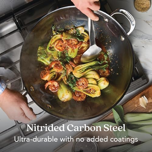 Anolon EverLast N2 Carbon Steel Wok, 14-Inch, Black