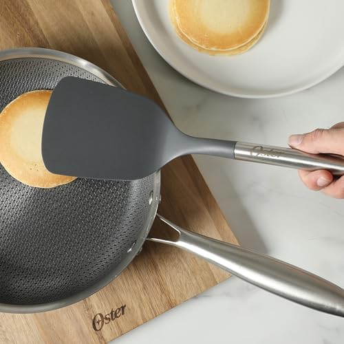 Oster Chadswyck 13” Turner Spatula, Heat Resistant Silicone Head, Stainless Steel Handle, Safe for Nonstick Cookware, Dishwasher Safe