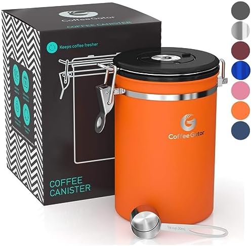 Coffee Gator Coffee Canister, 22oz Airtight Stainless Steel Container