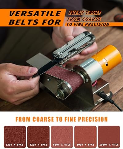 Mini Belt Sander, Electric Small Sander Knife Sharpener, 6.7"x6.9"x4.9"