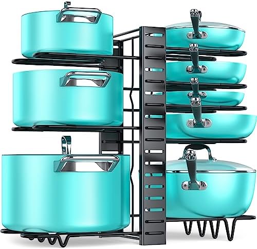 MUDEELA 8-Tier Lightweight pot and pan organizer for under cabinet, 16.6" H
