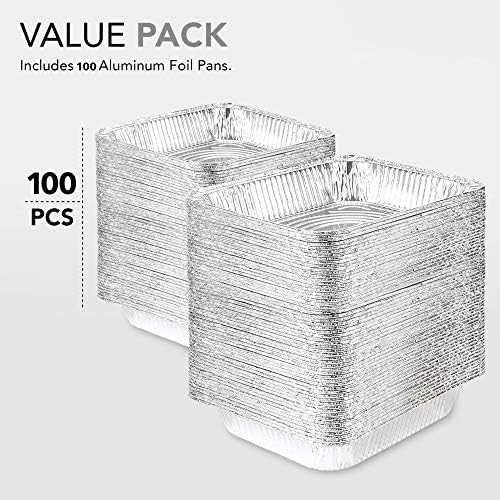 Stock Your Home Aluminum Pans 9x13 Disposable Foil Baking Pans (Pack Of 100) - Half Size Steam Table Deep Pans - Tin Foil Pans Great for Cooking, Heating, Storing, Prepping Food