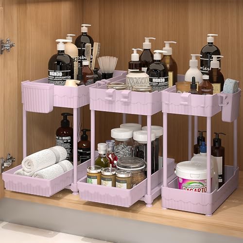 Sevenblue 3-Pack 2-Tier Under Sink Organizers with Sliding Drawers
