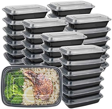 Reusable Food Meal Prep Containers with Lids, 50-Pack 24 OZ.