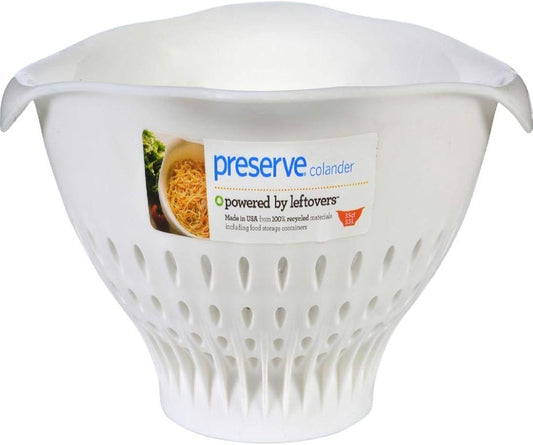 Preserve, White Large Colander Made from Recycled Plastic, 3.5 Quart Capacity, 44110