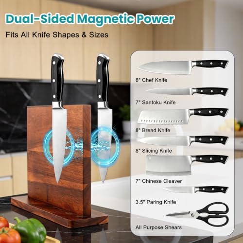Magnetic Knife Block Wooden Knife Holder Rack for Knives Storage Stand