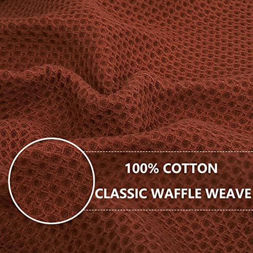 Homaxy 100% Cotton Waffle Weave Kitchen Dish Towels 4-Pack, Rust