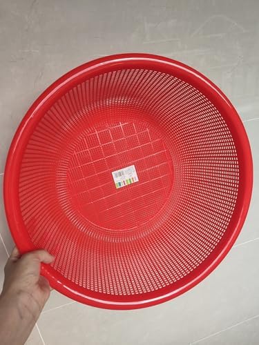 4 Pcs Large Plastic Wash Basket Round Perforated Colander Wash Vegetables and Fruits Drain Cooked Pasta Kitchen Essentials Food Strainer Basket Strainer Kitchen Red Orange color