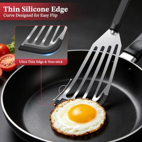 2Pcs Silicone Fish Spatula for Nonstick Cookware,Slotted Turner for Cooking