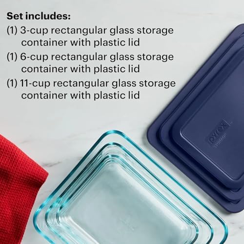 Pyrex Simply Store (3-Pack) Rectangular Glass Food Storage Containers Set