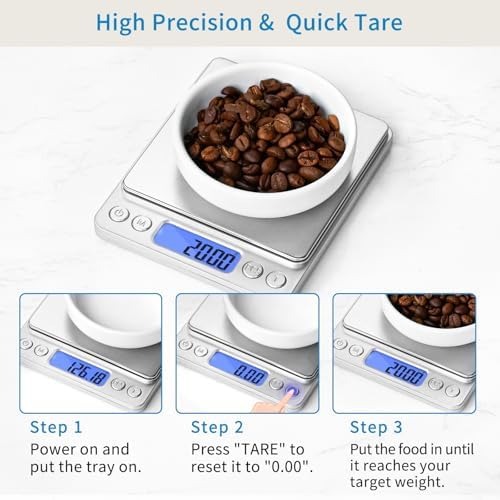 Toprime Digital Gram Scale 500g 0.01g Food Scale Kitchen High Precision