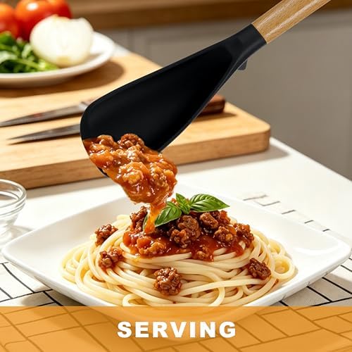 2 Pack Silicone Cooking Spoon for Nonstick Cookware, Silicone Spatula Spoon