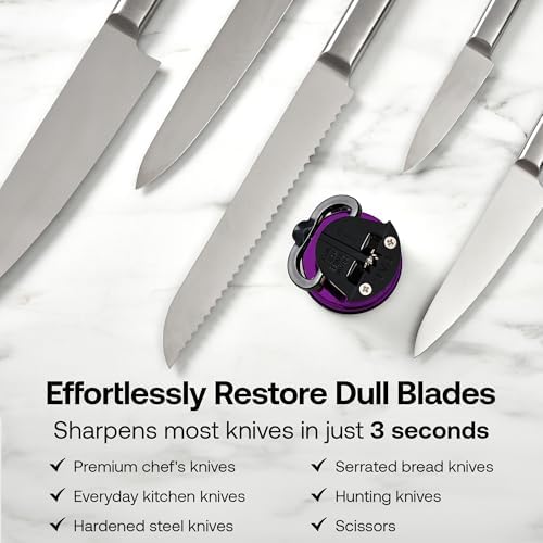 AnySharp – Pro – Easy to Use, Hands Free Knife Sharpener - Purple (UV)