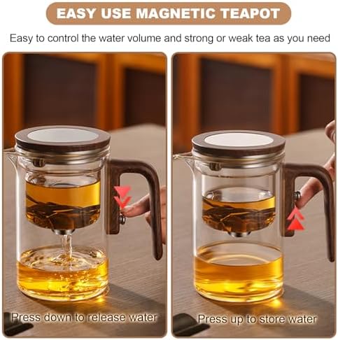 Enchanti Tea Pot, Glass Teapot with Infuser,Magnetic Loose Leaf Tea Steeper