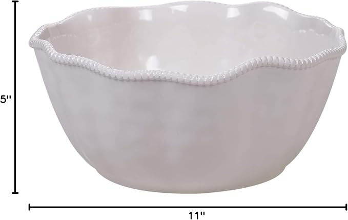 Perlette Cream Deep Bowl 11" x 5"