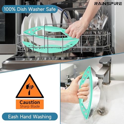 Rainspire 12" Pizza Cutter Rocker Blade Stainless Steel Pizza Rocker with Cover Sharp Blade Pizza Knife Dishwasher Safe Kitchen Gadgets Home Essentials, Mint Green