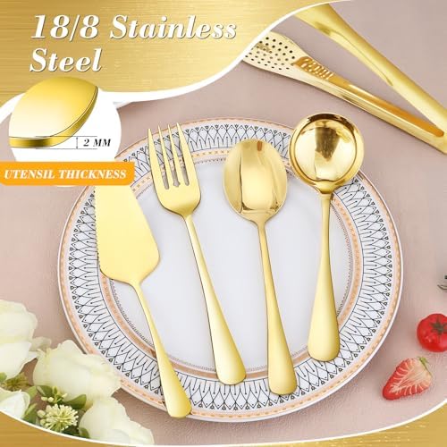 10 PCS 18/8 Gold Stainless Steel Serving Utensils Set for Parties