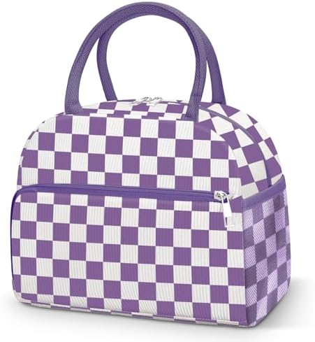 Coobiiya Lunch Bag Lunch Box for Women Men, Cute Corduroy Lunch Tote Bags Insulated Reusable LunchBox Large Capacity Cooler Bag for Work Travel Picnic Purple