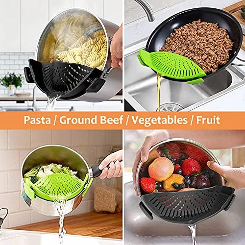YEVIOR Clip on Strainer for Pots Pan Pasta,Silicone Food Pan Strainer