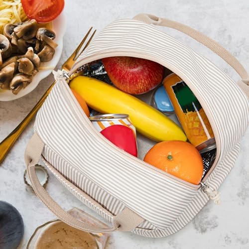 Bluboon Lunch Bag for Women Men Cute Corduroy Lunch Tote Bags Reusable Insulated Lunch Box Large Capacity Reusable Insulated Cooler for Work Picnic or Travel
