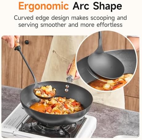 WANGYUANJI lron Spoon Soup Ladle Tool,14.37 inches Premium lron Spoon - Durable and Versatile Cooking Utensil
