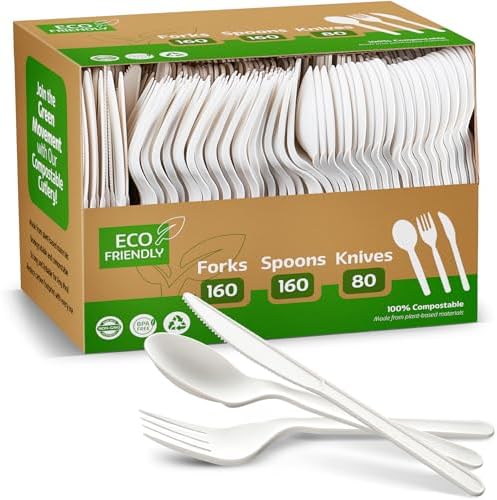 Elegant Disposables 100% Compostable PLA Combo Cutlery Set 400 Pcs