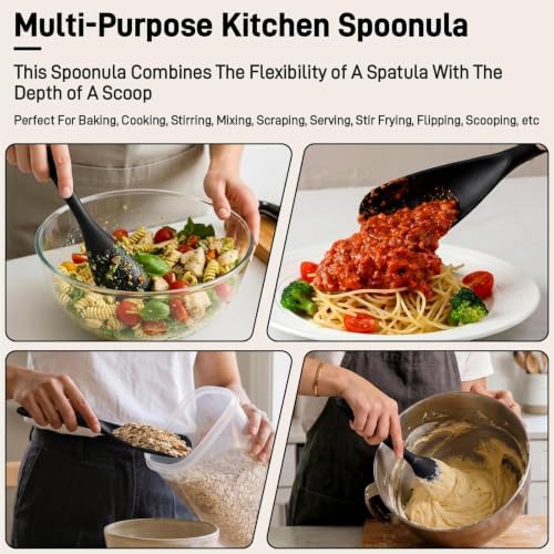 3 PACK Silicone Cooking Spatula & Spoon for Nonstick Cookware