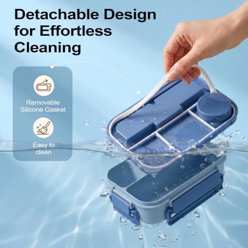 Bento Box Adult Lunch Box, Lunch Containers for Adults 44.5 Oz/5 Cup, Blue