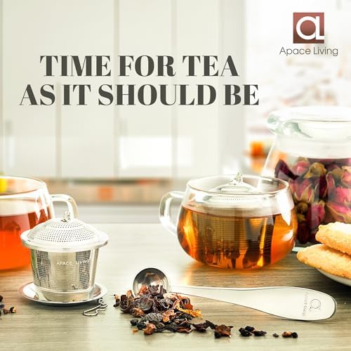 Tea Infuser Set of 2 with Tea Scoop & Drip Trays, Loose Leaf Tea Strainer