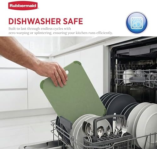 Rubbermaid 3pc Reversible Wheat Fiber Cutting Board Set | BPA Free Non Toxic Cutting Boards for Kitchen – Dishwasher Safe, Non-Slip Corners & Lightweight | For Meat, Veggies & Fruits