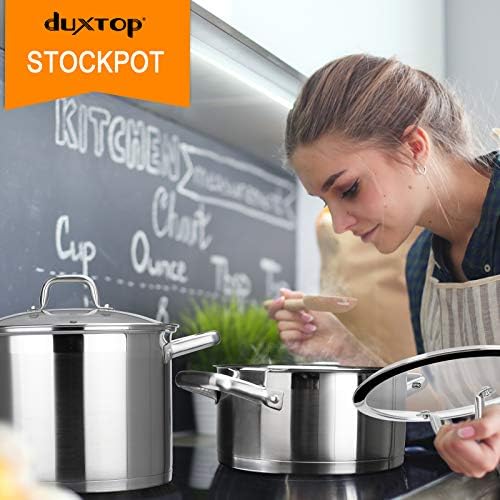 Duxtop Stainless Steel Stock Pot with Lid, 4.2 Qt Induction Cooking Pot