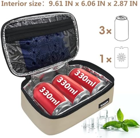 Gloppie Small Lunch Bag, Insulated Lunch Box for Adults, Khaki