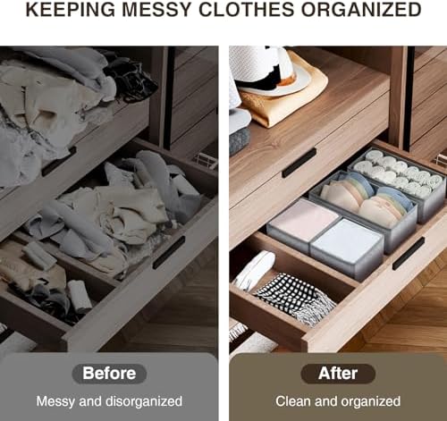 DIMJ Drawer Organizer Clothes, Dresser Organizer For Nursery, Bedroom, Closet, Baby Clothes Organizer and Storage, Foldable Fabric Drawer Dividers for Baby Socks, Belt, Tie (4 Pack, Blended)