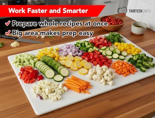 Thirteen Chefs Extra Large 30 x 18 Inch Cutting Board for Meats, Game and Fish – 1/2 Inch Thick HDPP Plastic for Food Service, 10 pounds