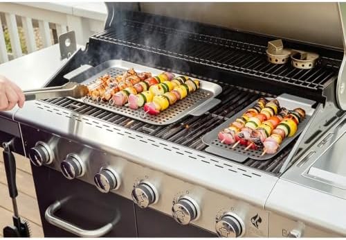 Grill Topper Grilling Pans Set of 2, 17"x10" and 13.3"x7.4"