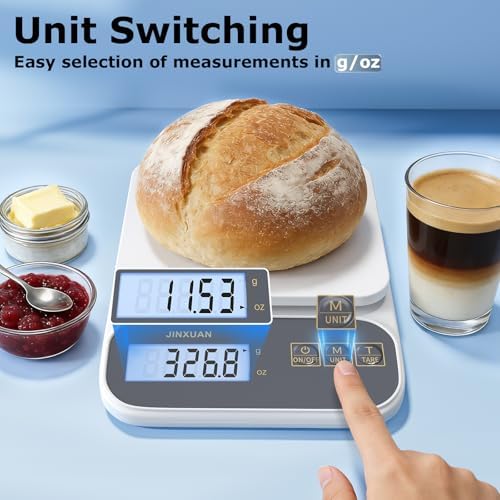 Kitchen Scale 5kg/0.1g Precision Food Scales for Kitchen Digital Scale Grams for Cooking Baking Weight Loss, Rechargeable Coffee Scale Food Weight Scale with Large Backlit LCD Display USB Cord