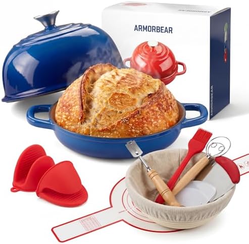 5QT Enameled Cast Iron Sourdough Bread Oven & Starter Kit, Blue