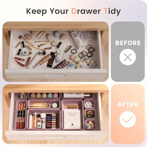 A-LuGei 【Military Grade】 Drawer Organizer for Vanity Bathroom Makeup Desk