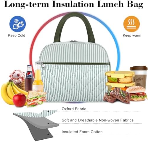 Coobiiya Lunch Box Lunch Bag for Women Men,Reusable Cute Lunch Pail bag,Leakproof,Insulated LunchBox Tote Compact 10L, Cooler Lunch Container for Work Travel Office