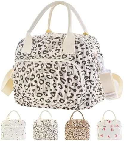 Mziart Lunch Box for Women Men, Large Cute Insulated Lunch Bag Leakproof Thermal Lunchbox Cooler Tote Bags with Adjustable Strap for Work Picnic Travel (Beige Leopard)