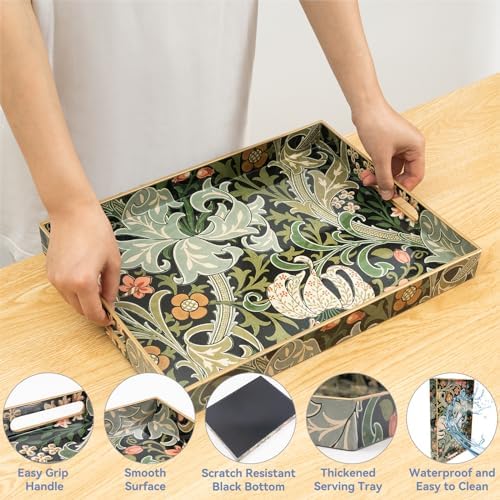 AGIOTA Coffee Table Trays, Serving Tray with Handles, Large Tray for Ottoman Coffee Table, Tray for Living Room Modern
