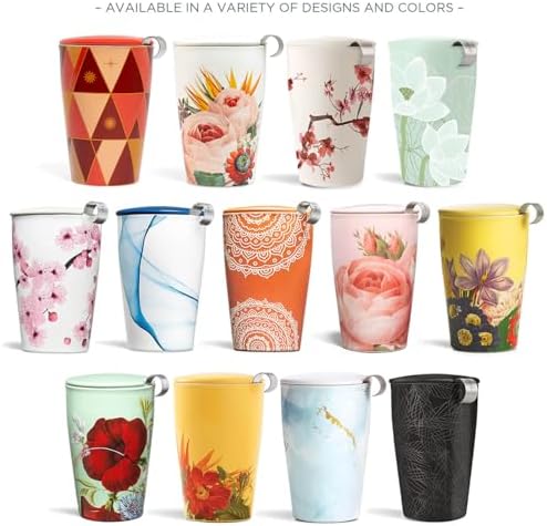 Tea Forte Double-Walled Ceramic Kati Cup, Hanami, 12 oz