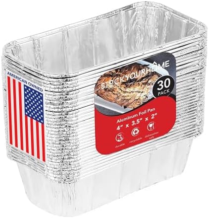 Stock Your Home 1 Lb Aluminum Foil Mini Loaf Pans (30 Pack) Disposable Small Loaf Pan – 1 Pound Baking Tin Liners, Perfect to Bake Cakes, Bread Loaves, and Meat - 6 x 3.5 x 2