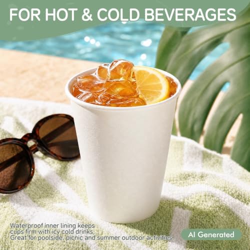 8 oz 400 Pack Disposable Paper Coffee Cups, Hot Coffee Cups