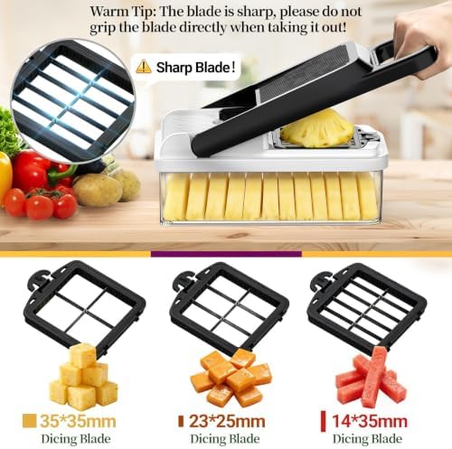 15-in-1 Vegetable Chopper 10 Blades, Veggie Cutter with Handle, Black/White
